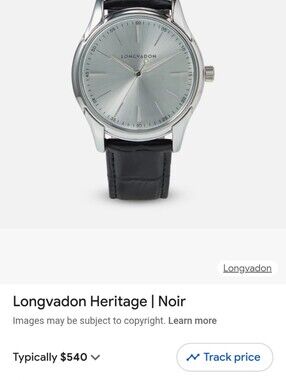 Longvadon Heritage Silver Dial Black Leather Strap Watch